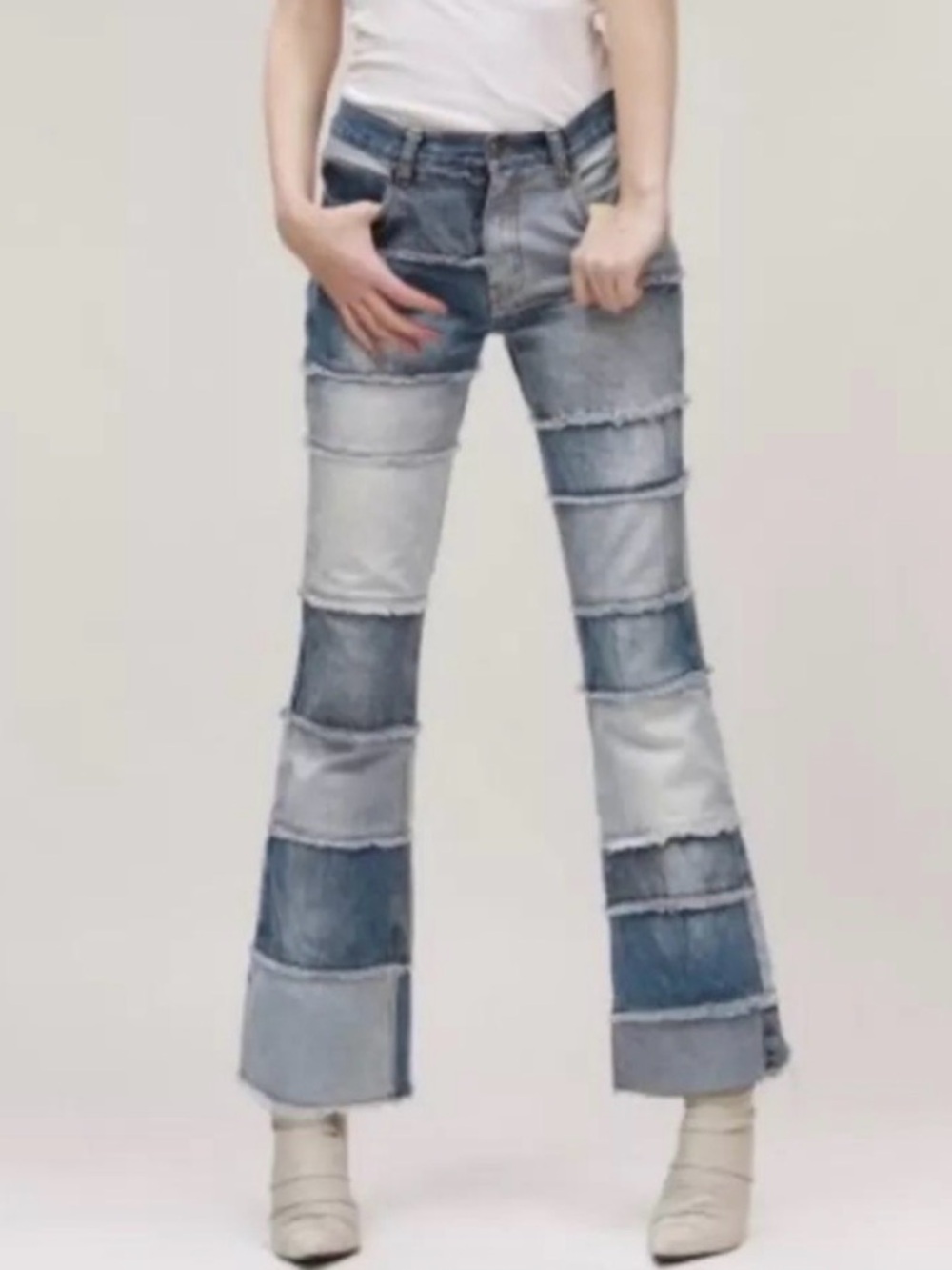 Vintage Zana Di Patchwork Denim Flared Jeans - Women